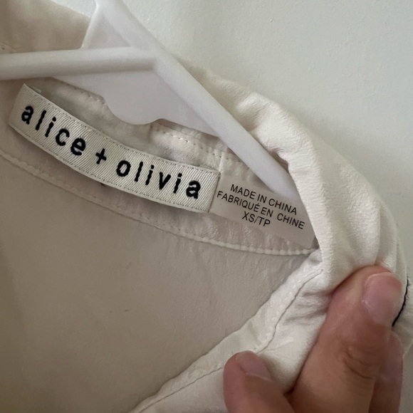 Alice+Olivia Tie Neck Long Sleeve Silk Top - Picture 3 of 5